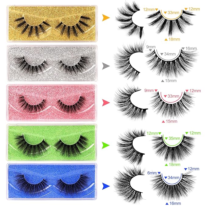Lanflower Lashes False Eyelashes Natural Look 3D Faux Mink Eyelashes Pack 10 Styles Russian Strip Lashes
