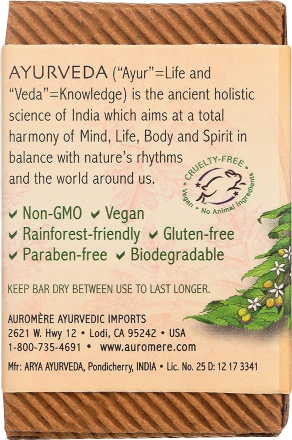 Auromere Ayurvedic Bar Soap, Vanilla Neem - Eco Friendly, Handmade, Vegan, Cruelty Free, Natural, Non GMO (2.75 oz), 6 pack
