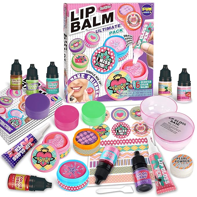 All Natural Lip Balm Kit For Girls, FunKidz Lip Gloss Making Kit For Kids Ages 8-10, 10-12 Girls Gift Makeup Science Lab