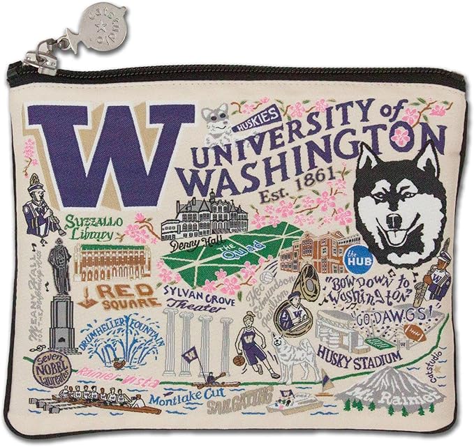 Catstudio Collegiate Zipper Pouch, University of Washington Travel Toiletry Bag, Ideal Gift for Alumni, Makeup Bag, Dog Treat Pouch, or Travel Purse