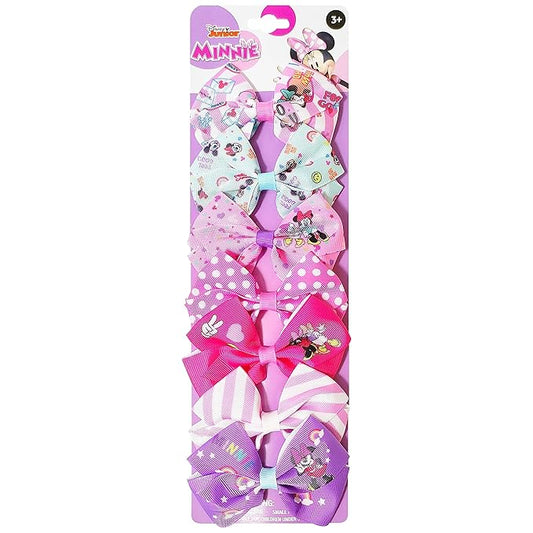 Disney Minnie Mouse Hair Bows - Hair Accessories Gift Set - Minnie Hair Bow - 7 Pcs 4 Inch Bundle - HairBows for Girls - Minnie on each clip - Alligator Clip - Ages 3 +
