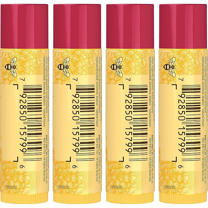 Burt's Bees Lip Balm, Moisturizing Lip Care, Original Beeswax with Vitamin E & Peppermint Oil, Natural Origin Lip Care (4-Pack)