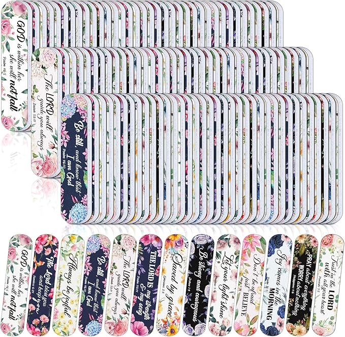 200 Pcs Christian Bible Verse Nail Files Gift for Women Religious Scripture Nail Emery Boards Colorful Floral Inspirational Nail Buffering Files Inspirational Scripture Manicure Tools Bulk