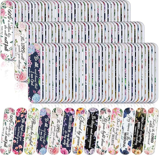 200 Pcs Christian Bible Verse Nail Files Gift for Women Religious Scripture Nail Emery Boards Colorful Floral Inspirational Nail Buffering Files Inspirational Scripture Manicure Tools Bulk