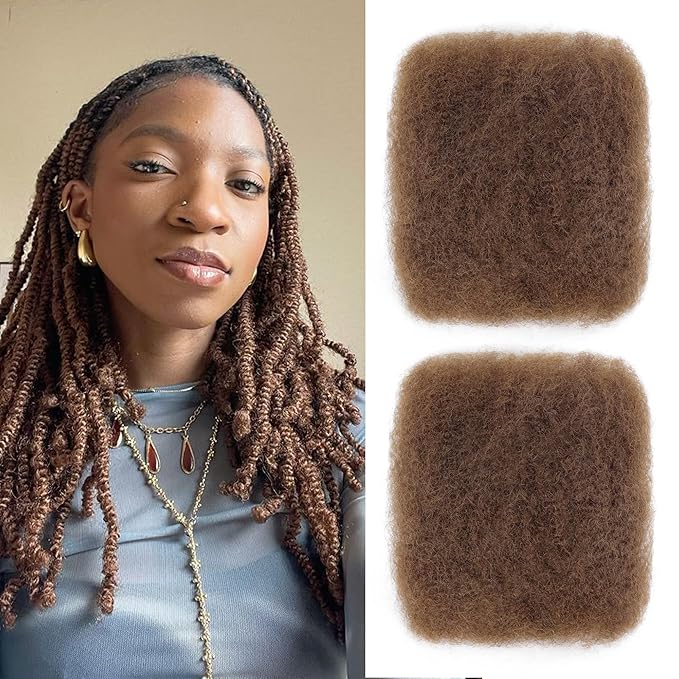 BLL Afro Kinkys Bulk Human Hair-100% Human Hair for Mini Twist Braiding Dreadlock Loc Extensions Afro Kinky Curly Hair Bulk Black Color (4#, 22 Inch (Pack Of 1)