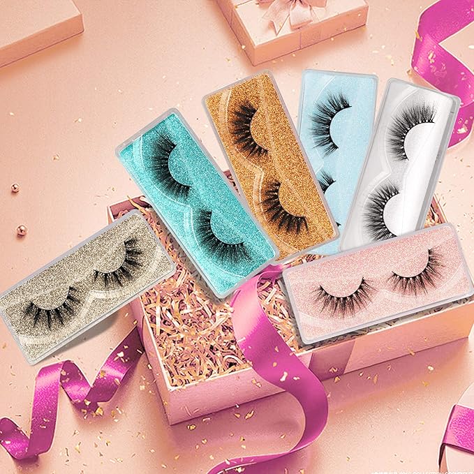 3D Faux Mink Lashes Wholesale Lashes Bulk 30 Pairs False Eyelashes Wispy 18mm Natural 10 Styles Mixed Soft Reusable Fake Eyelashes Pack with Glitter Portable Boxes