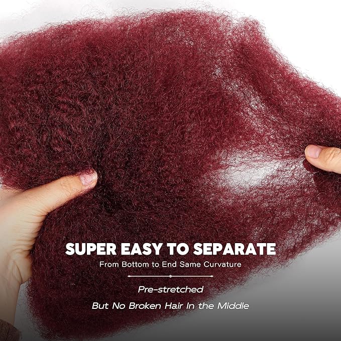 BLL Afro Kinkys Bulk Human Hair-100% Human Hair for Mini Twist Braiding Dreadlock Loc Extensions Afro Kinky Curly Hair Bulk Black Color (99J, 18 Inch (Pack Of 1))