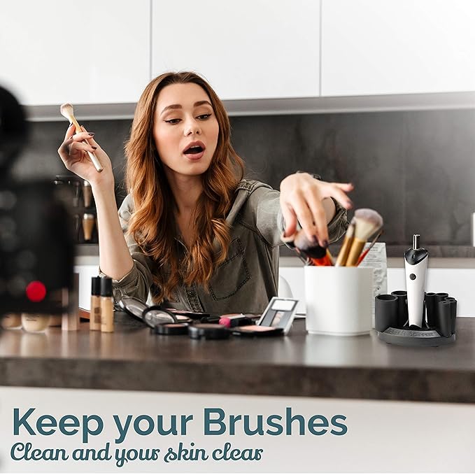 Electric Makeup Brush Cleaner Machine with Cleaning Solution - USB Charging Station, Automatic Brush Washer and Dryer - 3 Adjustable Speeds for Easy Cleaning - Complete Set for Hygienic Brushes