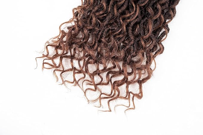 Aipin Goddess Locs Crochet Hair 14 Inch Boho River Locs Hippie Locs Wavy Crochet With Curly Hair In Middle And Ends Braids Hair Extensions (7Packs,14 inch, T30)