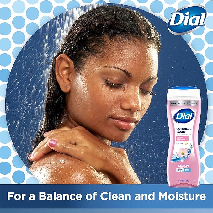 Dial Body Wash, 6 Pack, Apple Blossom Scent, Hydrating and Moisturizing Deep Cleaning Women's Body Wash with Vitamin E for Dry Skin, 16 oz. Each