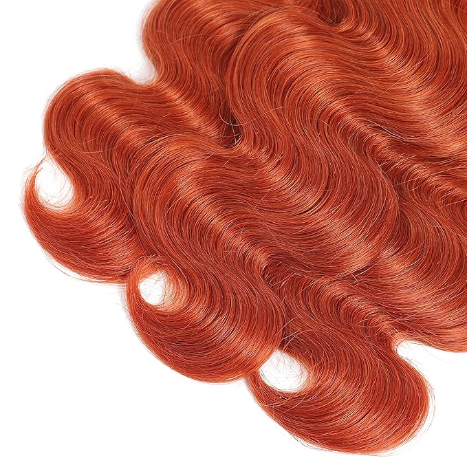 Remy Hair Brazilian Body Wave #350 Ginger Orange 12-16 Inch Curly Human Hair Bundles