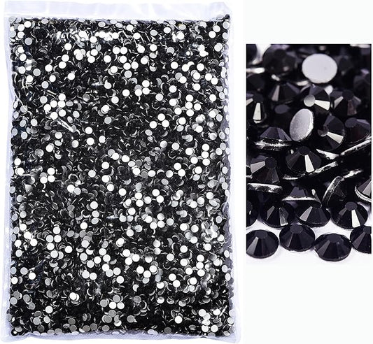 Blinginbox Flatback Rhinestones Bulk,14400pcs Crystal Round Loose Gemstones Glass Rhinestones for Crafts Makeup Nail Art Clothes Shoes DIY Decorations(SS6, 1.9-2.0mm,Black)