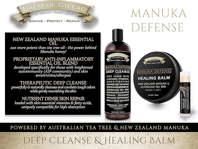 Foot Healing Cream – Manuka Defense Healing Lip Balm, Intensive Moisture Therapy, Manuka + Tea Tree - Synergistic Action, Deeply Nourishing, Relieving by Balm of Gilead