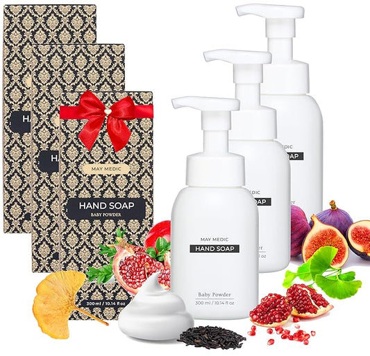 Baby Powder Double Scented Foaming Hand Soap, Moisturizing Foam with Fig and Pomegranate Extract, Vegan Wash for Bathroom and Kitchen, 10.14 fl oz (3)