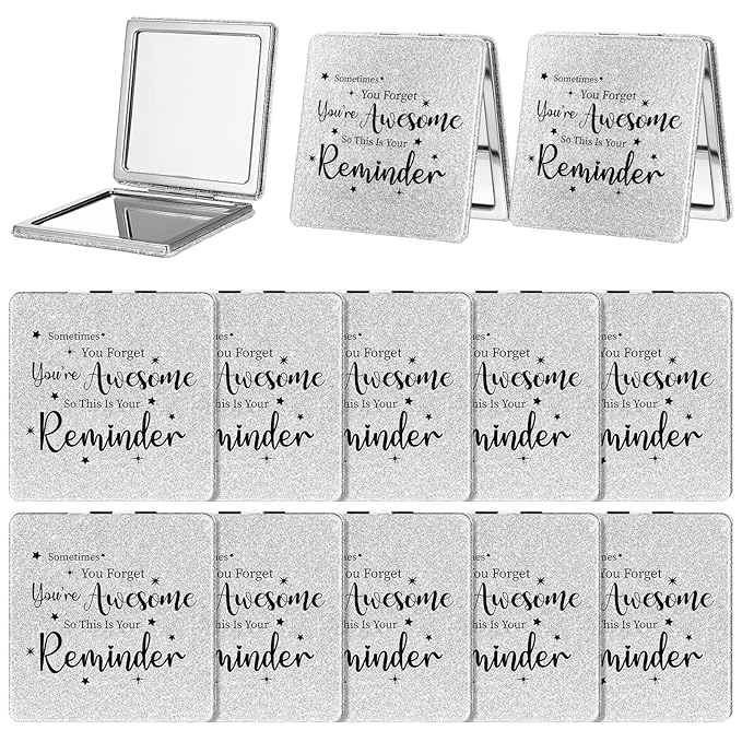 Qunclay 12 Pcs Employee Inspirational Gifts, Compact Mirror for Women Appreciation Makeup Mirror Favors for Graduation Students Teachers Volunteer Nurse Mother's Day