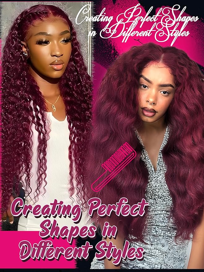Human Hair Bundles 4 Bundles Hair Extensions 16 18 20 22 Inch Dark Burgundy Water Wave 100% Unprocessed Curly Brazilian Virgin Hair Wet and Wavy Human Hair A99J