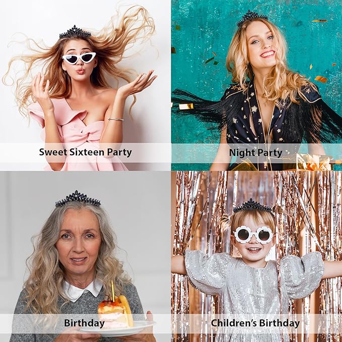 LIMELIA Women's Tiara for Henna Wedding Party|Glitter Hair Accessories for Bridal Birthday Pageant Prom Halloween Costume Christmas Party, Queen Princess Crowns | Leaf Model-Navy Blue