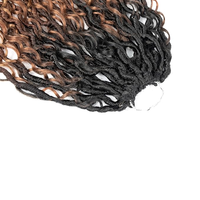 Aipin New Goddess Locs Crochet Hair 18 Inch Boho River Locs Hippile Wavy Crochet With Curly Hair In Middle And Ends Braids Hair Extensions (8 Packs,18 inch, OM3T3027)