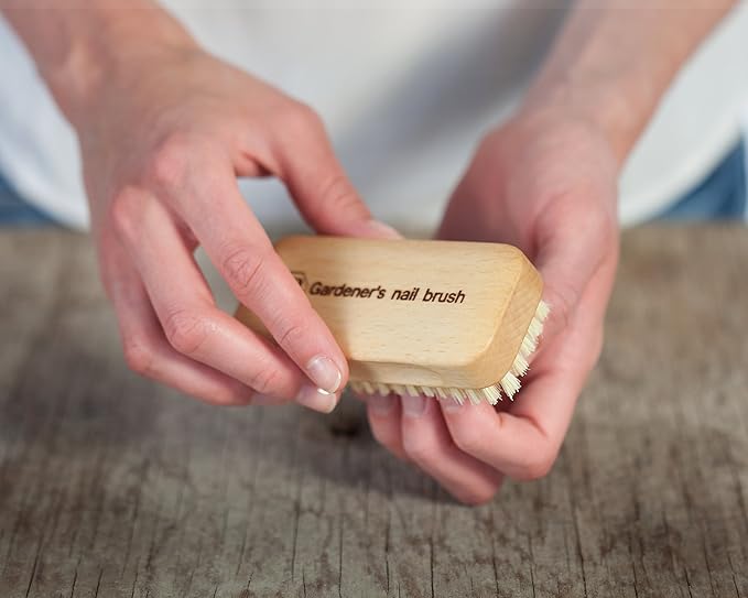 Redecker Beechwood Gardener's Nail Brush with Hard Plant Fiber Bristles, Set of 2, 4-Inches