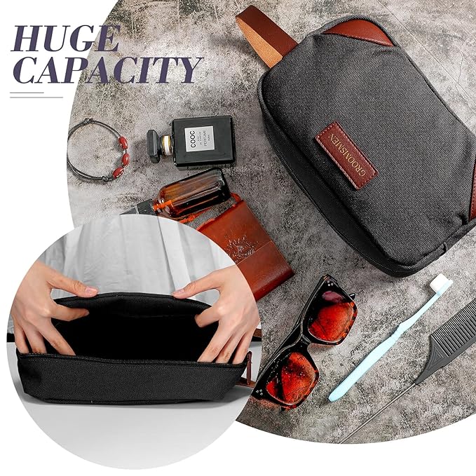 Eccliy 6 Set Groomsmen Gifts Men Toiletry Bags Men's Travel Shaving Kit Bathroom Bags Water Resistant Toiletry Case for Wedding Groomsman Proposal Gift Travel Accessories(Black)