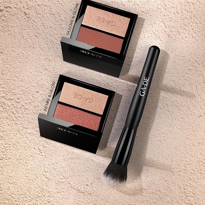 GA-DE Velveteen Blush and Shimmer Duet, 56 - Formulated with Micronized Pearls and Pigments for Sculpting Face and Décolleté - Paraben-Free - 0.26 oz