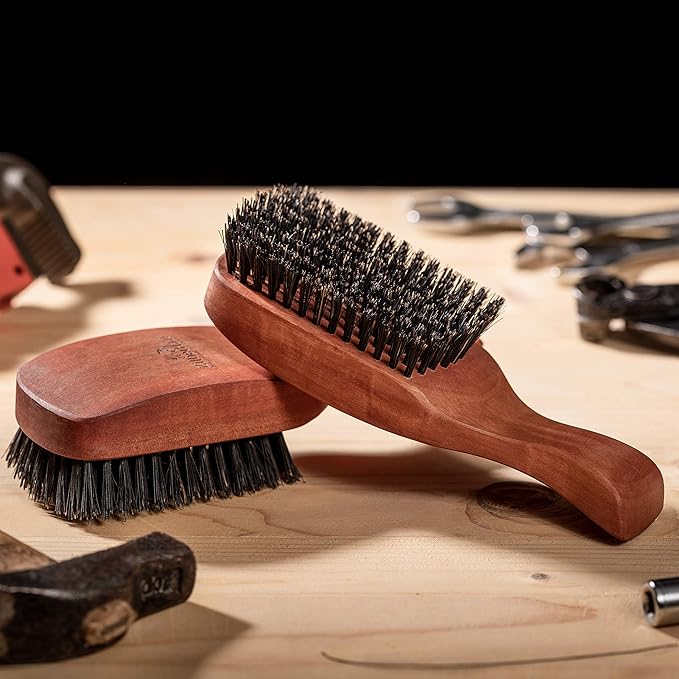 ZilberHaar Major – Men's Hair and Beard Brush – Soft Boar Bristles – Massages and Exfoliates Skin and Scalp – Ideal Men's Grooming Accessory – Made in Germany
