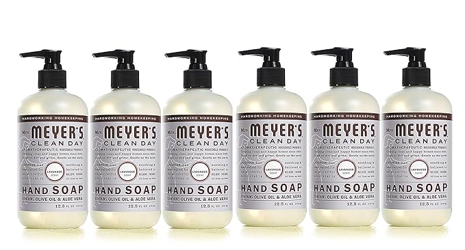 MRS. MEYER'S CLEAN DAY Liquid Hand Soap, Lavender Scent, 12.5 Ounce Bottle Each (12.5 Ounce, Pack of 6)