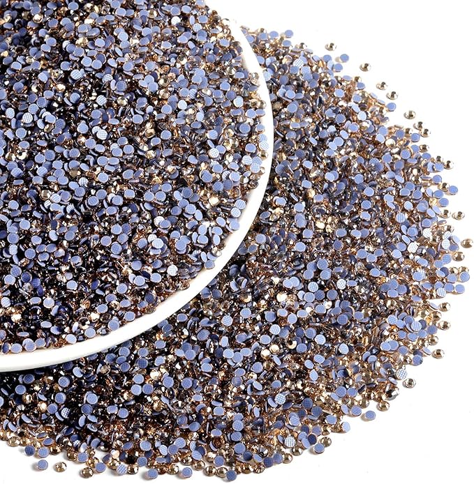 Beadsland Hotfix Rhinestones Bulk, 14400PCS Crystal Hot Fix Rhinestones for Crafts Clothes DIY Decoration, Golden Shadow, SS10, 2.7-2.9mm