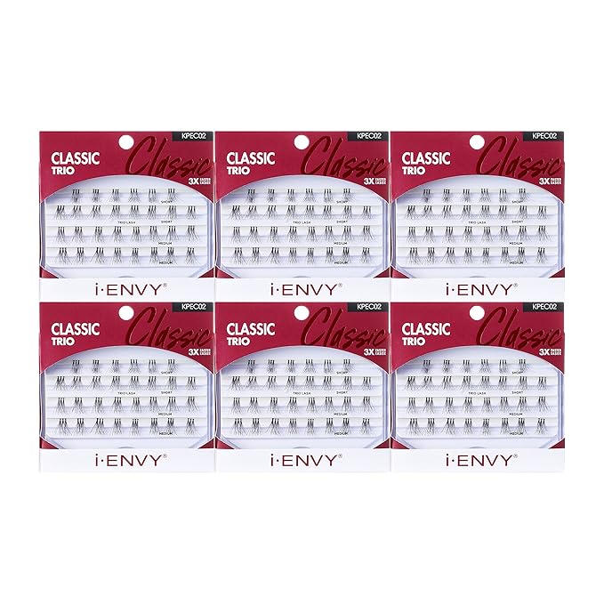 i-ENVY by KISS Trio Lash Classic Medium 30 Lashes (Pack of 6) Natural Style 3X Faster Easier Application