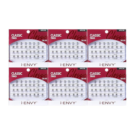 i-ENVY by KISS Trio Lash Classic Medium 30 Lashes (Pack of 6) Natural Style 3X Faster Easier Application