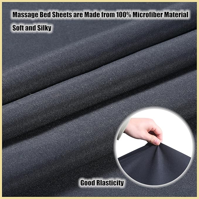 2 Sets Microfiber Massage Table Sheet Sets 3 Pcs Massage Bed Cover Soft Wrinkle Free Includes Massage Fitted Sheet,Massage Sheets and Face Cradle Cover for SPA Beauty Salon Tattoos (Black)