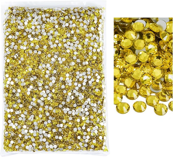 Blinginbox Flatback Rhinestones Bulk,14400pcs Crystal Round Loose Gemstones Glass Rhinestones for Crafts Makeup Nail Art Clothes Shoes DIY Decorations(SS20,4.6-4.8mm,Citrine)