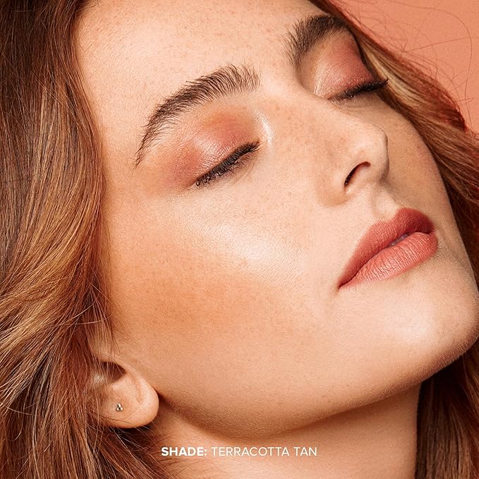 Nudestix Nudies Matte Cream Bronzer 3-in-1 All Over Face Colour for Face, Eyes, and Lips w/Blending Brush (Terracotta Tan)