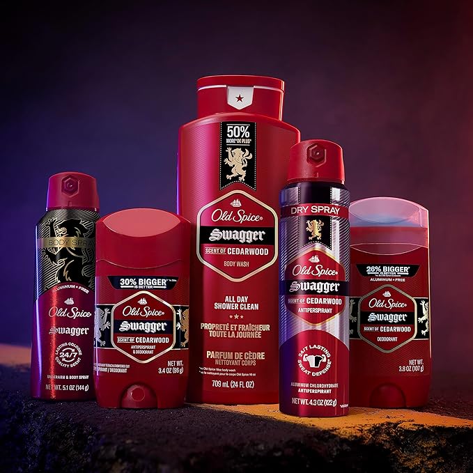 Old Spice Aluminum Free Deodorant for Men, 24/7 Odor Protection, 24/7 Freshness & Lasting Scent, Swagger with Cedarwood Scent, 3.0 oz