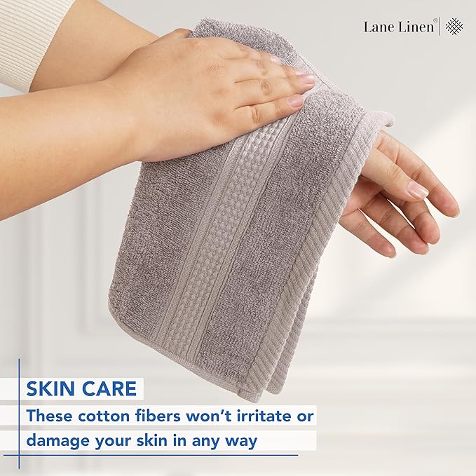 LANE LINEN 100% Cotton Wash Cloths - 24 Pcs - Spa & Salon Quality - Ring Spun Cotton Face Cloths - Soft & Absorbent Washcloths for Body, Beauty, Home, Gym - Fingertip Towels Set - 13"x13", Platinum