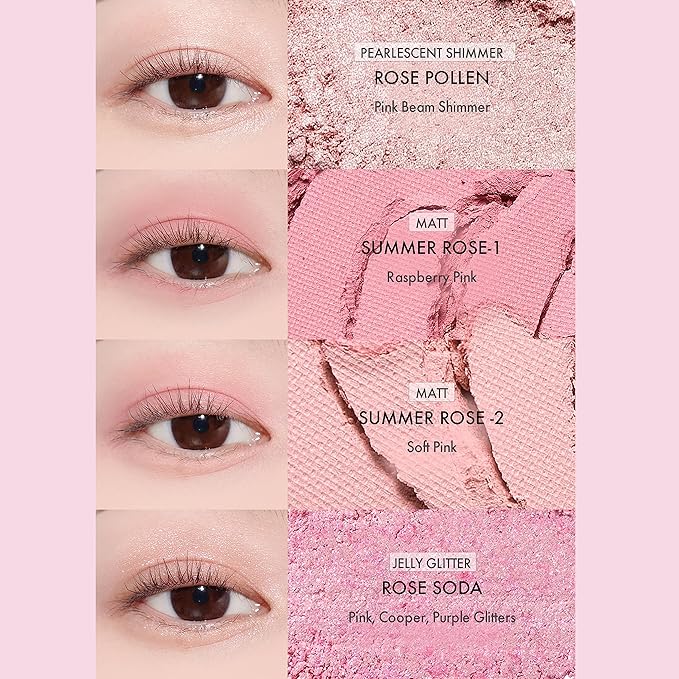 Amuse SEOUL Eye Color Palette 02 COOL ROSE | rose tones | Soft shading, makeup variety of textures, sensuous, vibrant layering, cruelty-free, eco-friendly, vegan