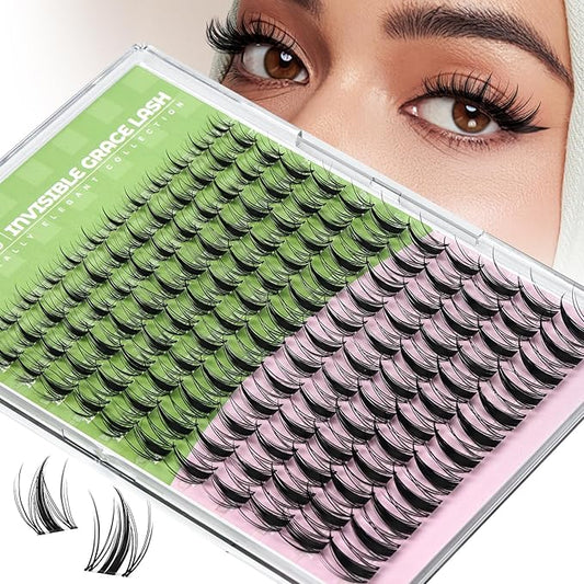 Fairy Lash Clusters Manga Lash Extension D Curl 144Pcs Eyelash Extension Wispy Natural Invisible Band Lash with Waterproof DIY Lash Extension at Home(Fairy-D-8-18MIX)