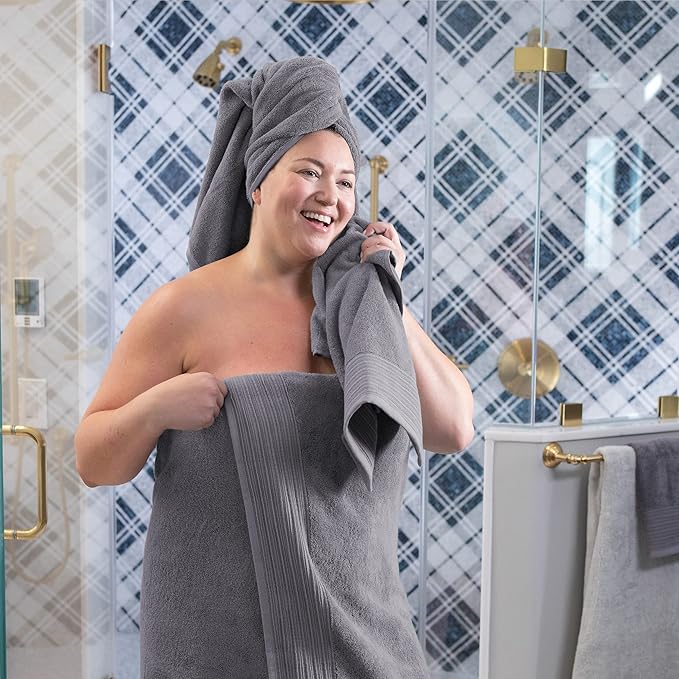 Aston & Arden Anatolia Turkish Hand Towels - Pack of 4-100% Ring Spun Cotton, Soft Plush Absorbent, 600 GSM Low Twist Weave, Premium Towel for Hotel, Spa, Bathroom, 18 x 32 in, Pewter Grey