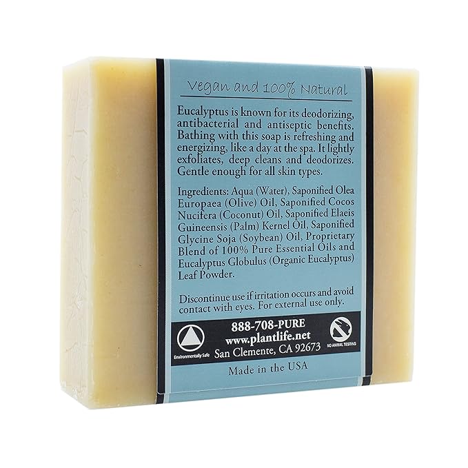 Plantlife Eucalyptus 3-Pack Bar Soap - Moisturizing and Soothing Soap for Your Skin - Hand Crafted Using Plant-Based Ingredients - Made in California 4oz Bar