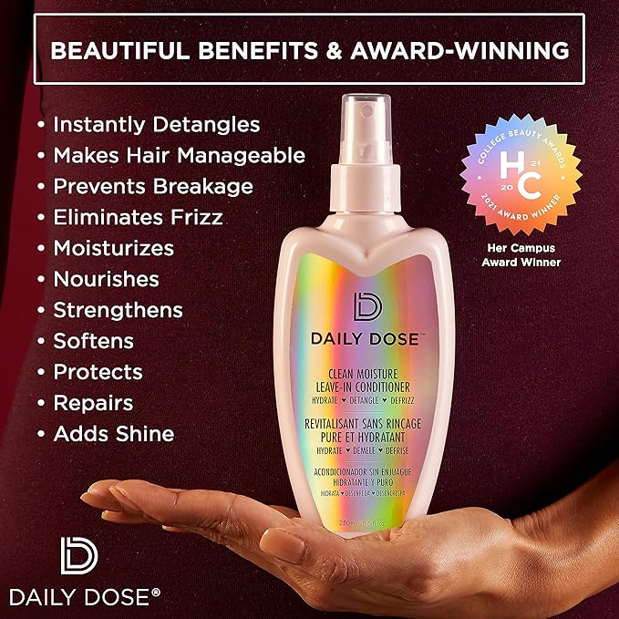 DAILY DOSE Moisturizing Duo: Leave-In Conditioner Detangler Spray + Deep Conditioner, Hair Mask/Masque - Detangles, Repairs, Restores Dry, Damaged, Color Treated Hair for All Hair Types