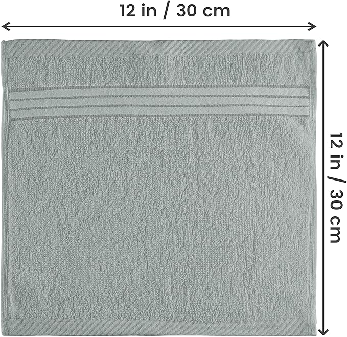 Utopia Towels 12 Pack Premium Wash Cloths Set, 12 by 12 Inches, 100% Cotton Ring Spun, Highly Absorbent and Soft Feel Washcloths for Bathroom, Spa, Gym, and Face, Cool Grey