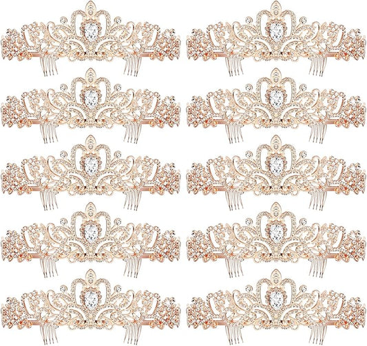 BBTO 10 Pcs Crystal Tiara and Crowns for Women Girls Princess Rhinestone Crown Queen Headband with Combs Bride Tiara for Birthday Party Wedding Prom Hair Accessories