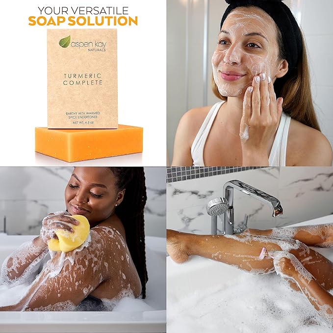 Turmeric Soap Bar (3 Pack) for Body & Face, Made with Natural and Organic Ingredients. Gentle Soap – For All Skin Types – Made in USA 4.5oz Per Bar