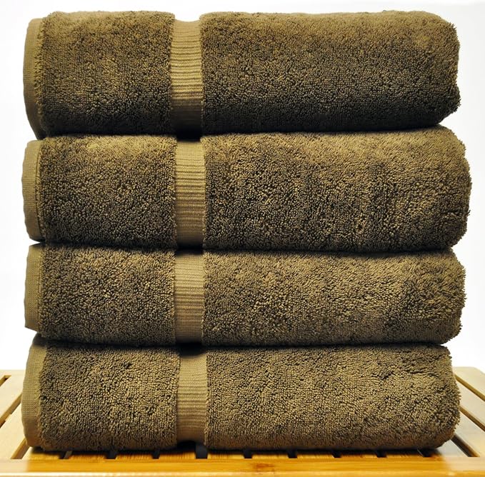 Chakir Turkish Linens Premium Cotton Absorbent Turkish Towels (Bath Towel - Set of 4, Cocoa)