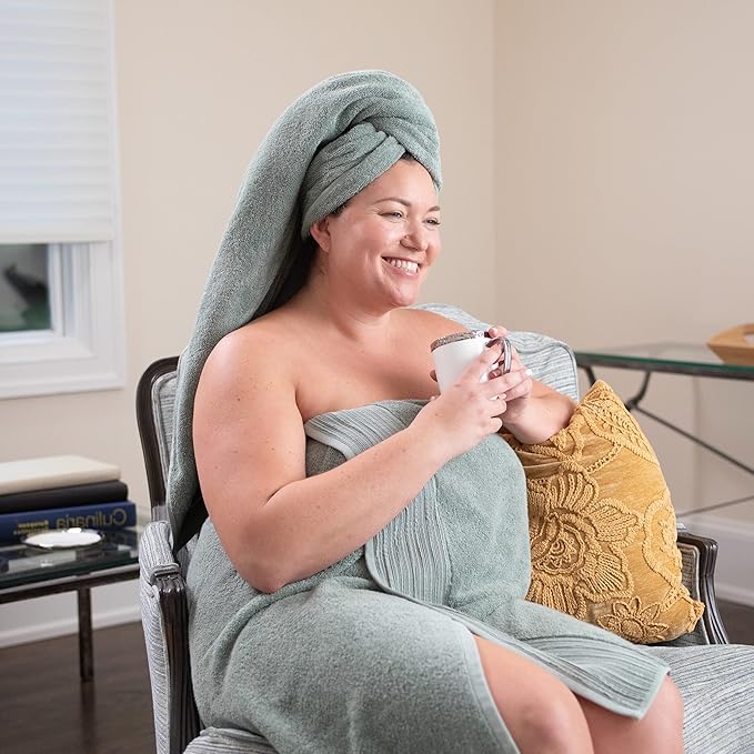 Aston & Arden Anatolia Turkish Bath Towels - Pack of 2-100% Ring Spun Cotton, Soft Plush Absorbent, 600 GSM Low Twist Weave, Premium Towel for Hotel, Spa, Bathroom, 30 x 60 in, Sage Green