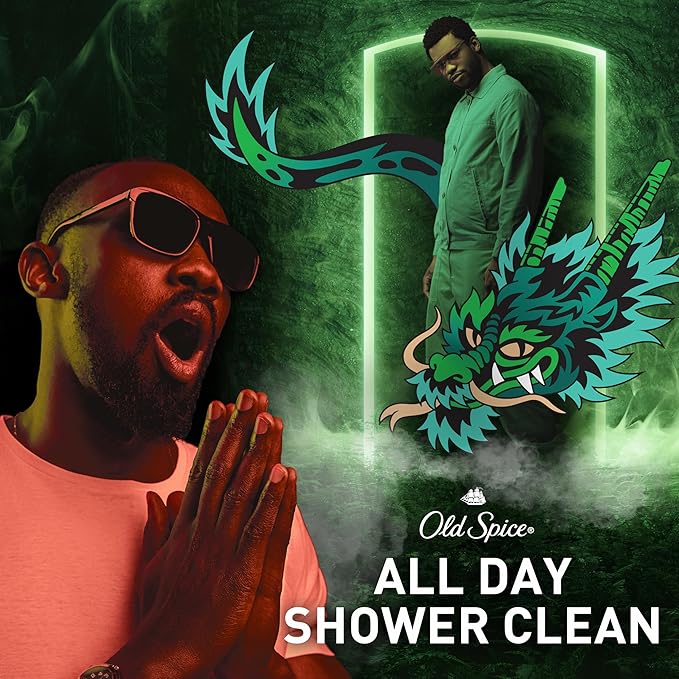 Old Spice Cleansing Body Wash for Men, 3X Defense, 24/7 Shower Fresh with Lasting Scent, 2-in-1 Body & Face Wash, Dragonblast Scent, 33.4 (Pack of 4)