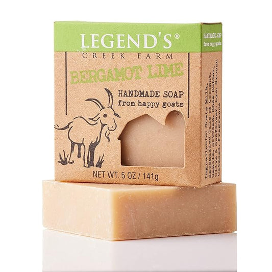 Legend's Creek Farm Goat Milk Soap - Cleansing Moisturizing Soap Bar for Hands and Body - 5 Oz Creamy Lather, Nourishing, Gentle Natural Soap for Sensitive Skin (Bergamot Lime, Pack of 1)