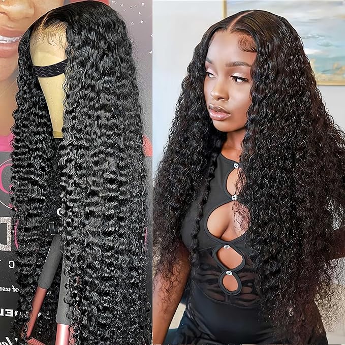 5x5 Hd Lace Closure Glueless Wigs Human Hair Pre Plucked Pre Cut Deep Wave 100% Raw Human Hair Wig Reay to Wear and Go Curly Closure Wig for Black Women Human Hair Wet and Wavy Natural Hairline