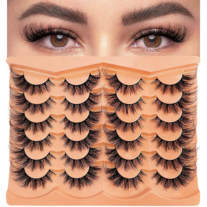 Cat Eye Lash False Eyelashes Strip Lashes Wispy Fake Eyelash Volume 18mm Mink Fluffy Fox Eyelashes Natural Look 12 Pairs Pack