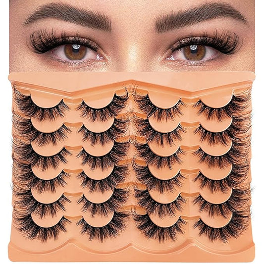 Cat Eye Lash False Eyelashes Strip Lashes Wispy Fake Eyelash Volume 18mm Mink Fluffy Fox Eyelashes Natural Look 12 Pairs Pack